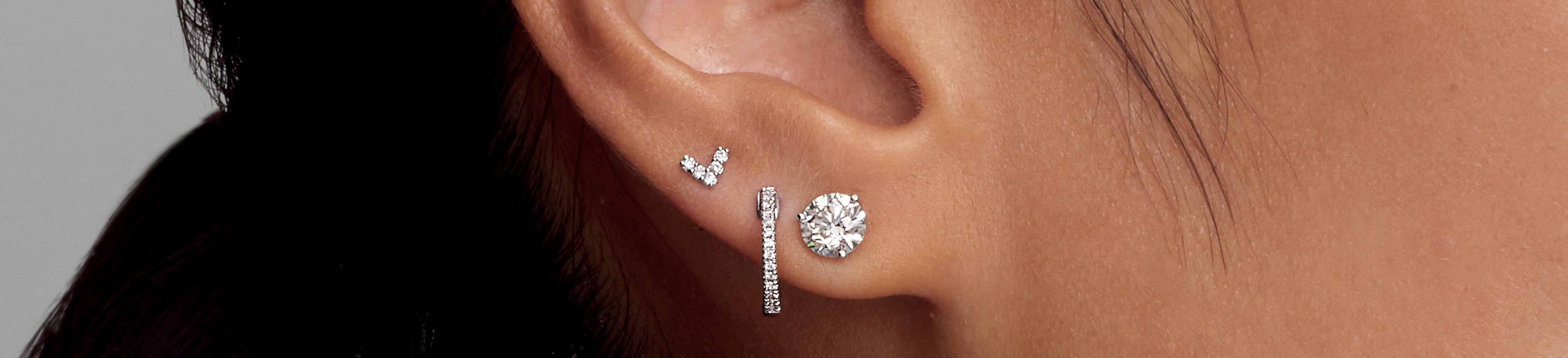 Diamond Stud Earrings 14K Gold