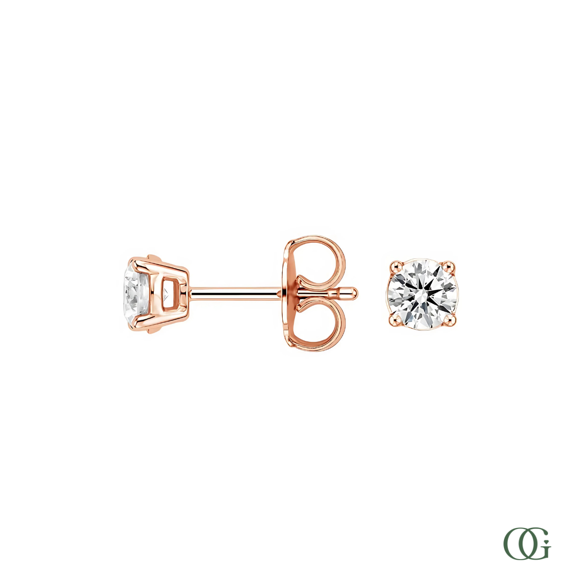 4 Prong Basket Set Lab Grown Diamond Stud Earrings