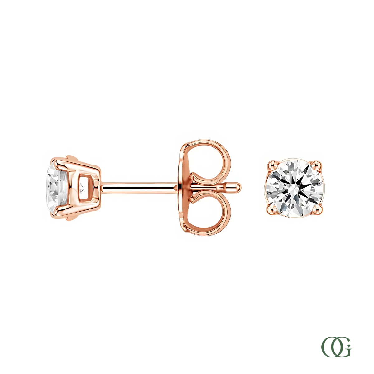 4 Prong Basket Set Lab Grown Diamond Stud Earrings