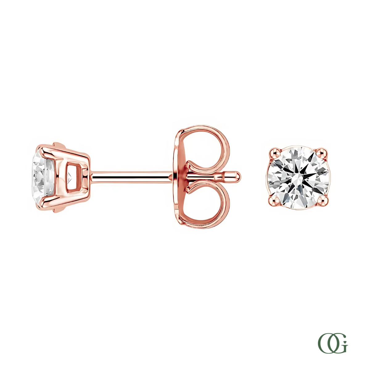 4 Prong Basket Set Diamond Stud Earrings