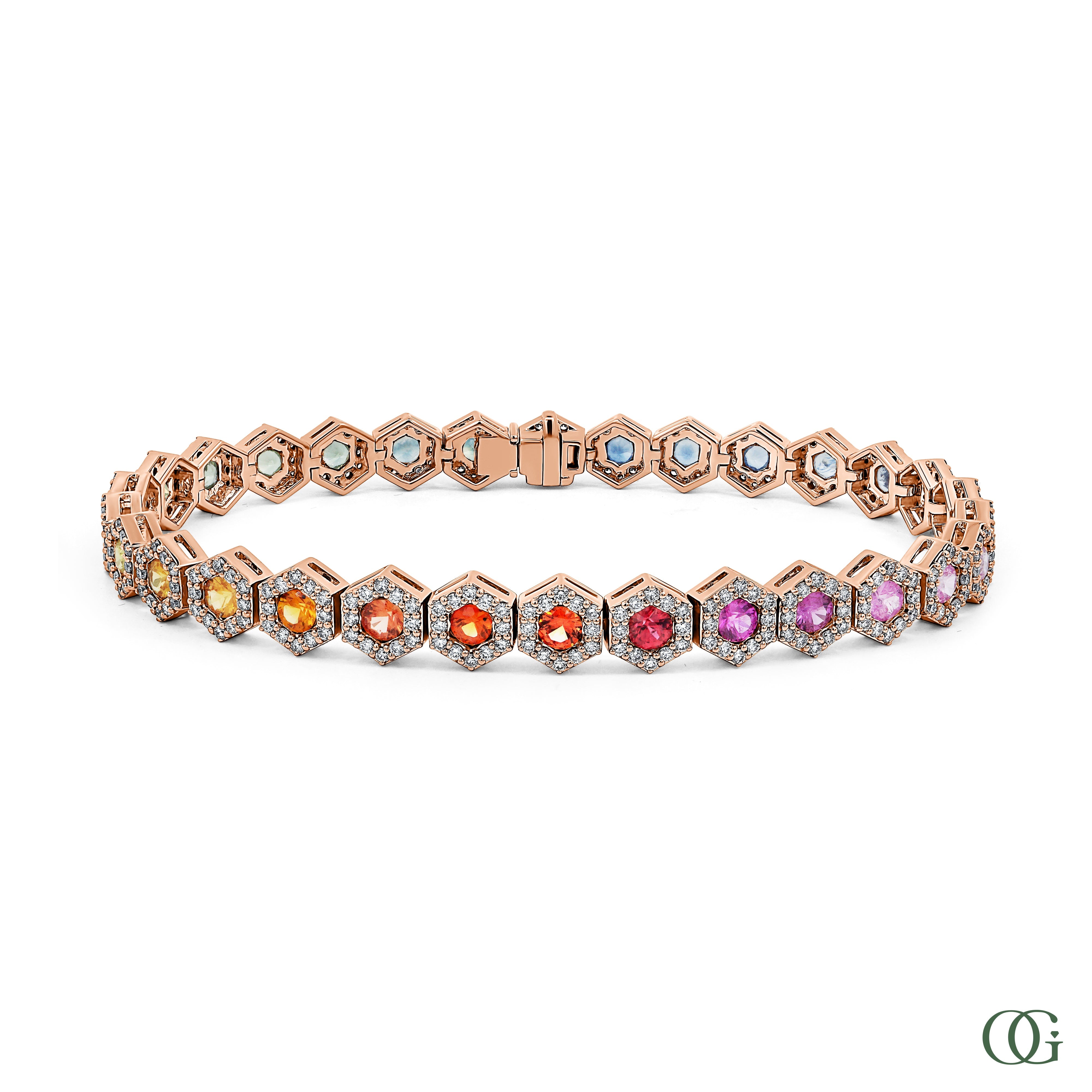 Glowing Princess Rainbow Lab Grown Diamond Bracelet (10.00 CTW)