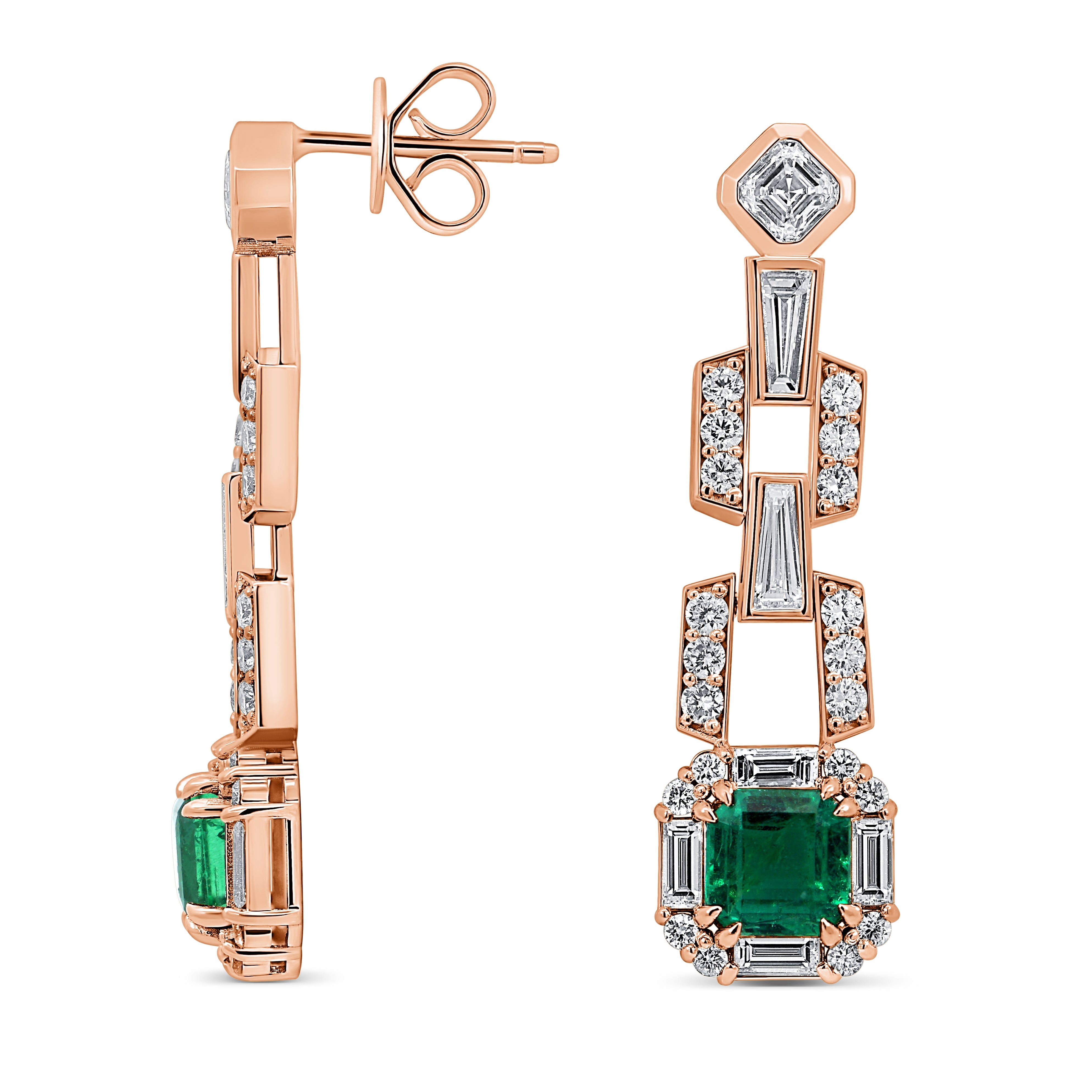Lab Grown Emerald Elegance Dangling Earrings (4.5 CTW)