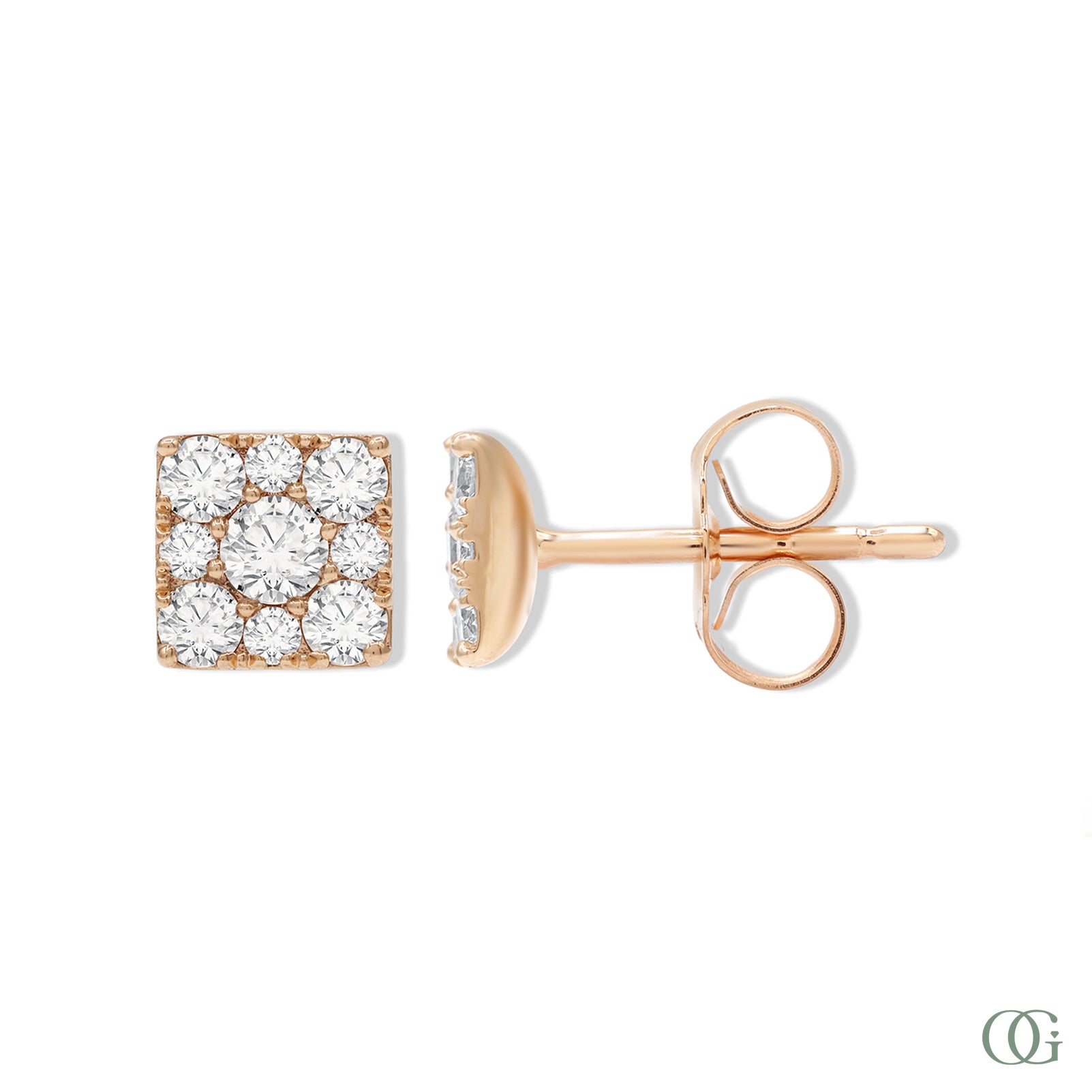 Dainty Square Lab Grown Diamond Stud Earring