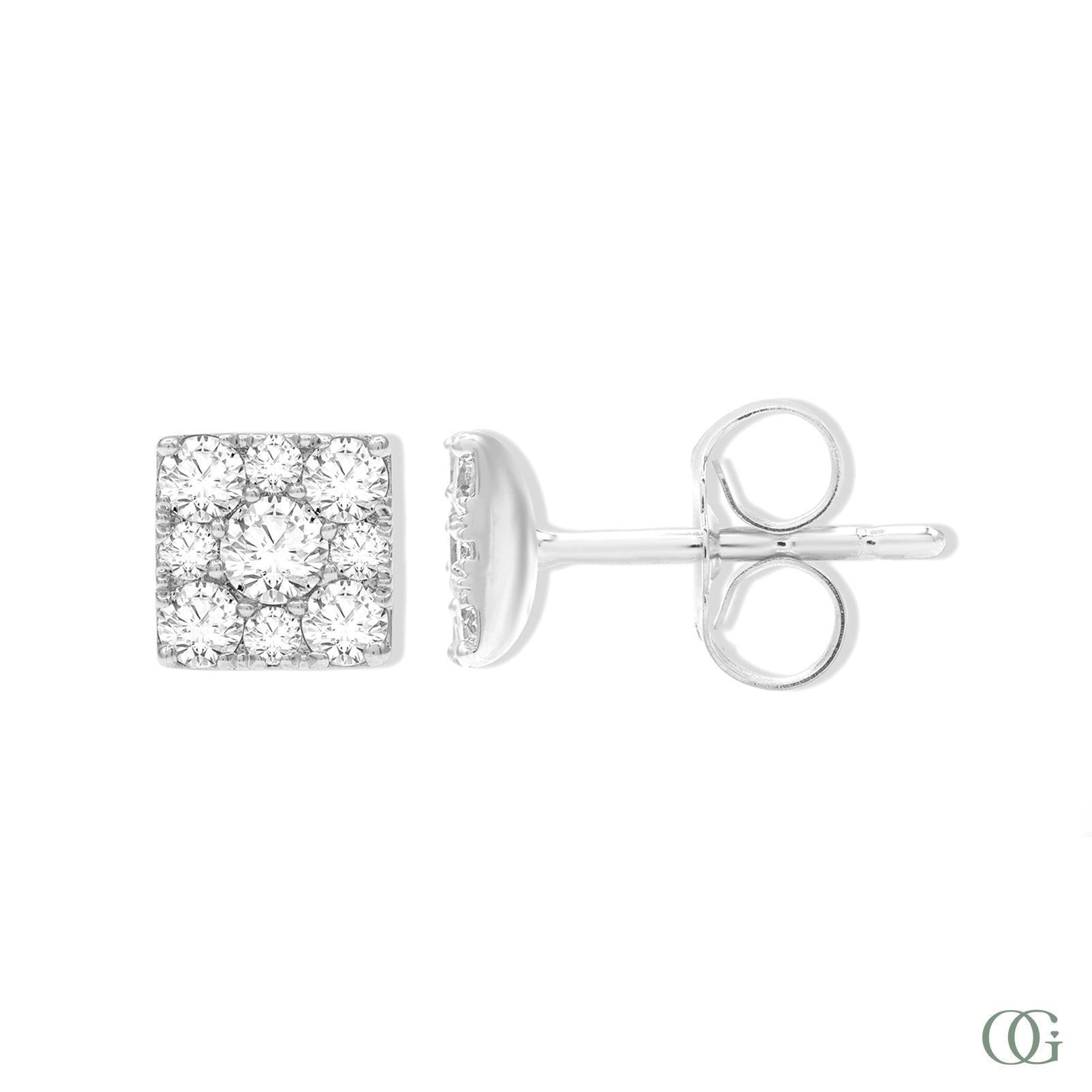 Dainty Square Lab Grown Diamond Stud Earring