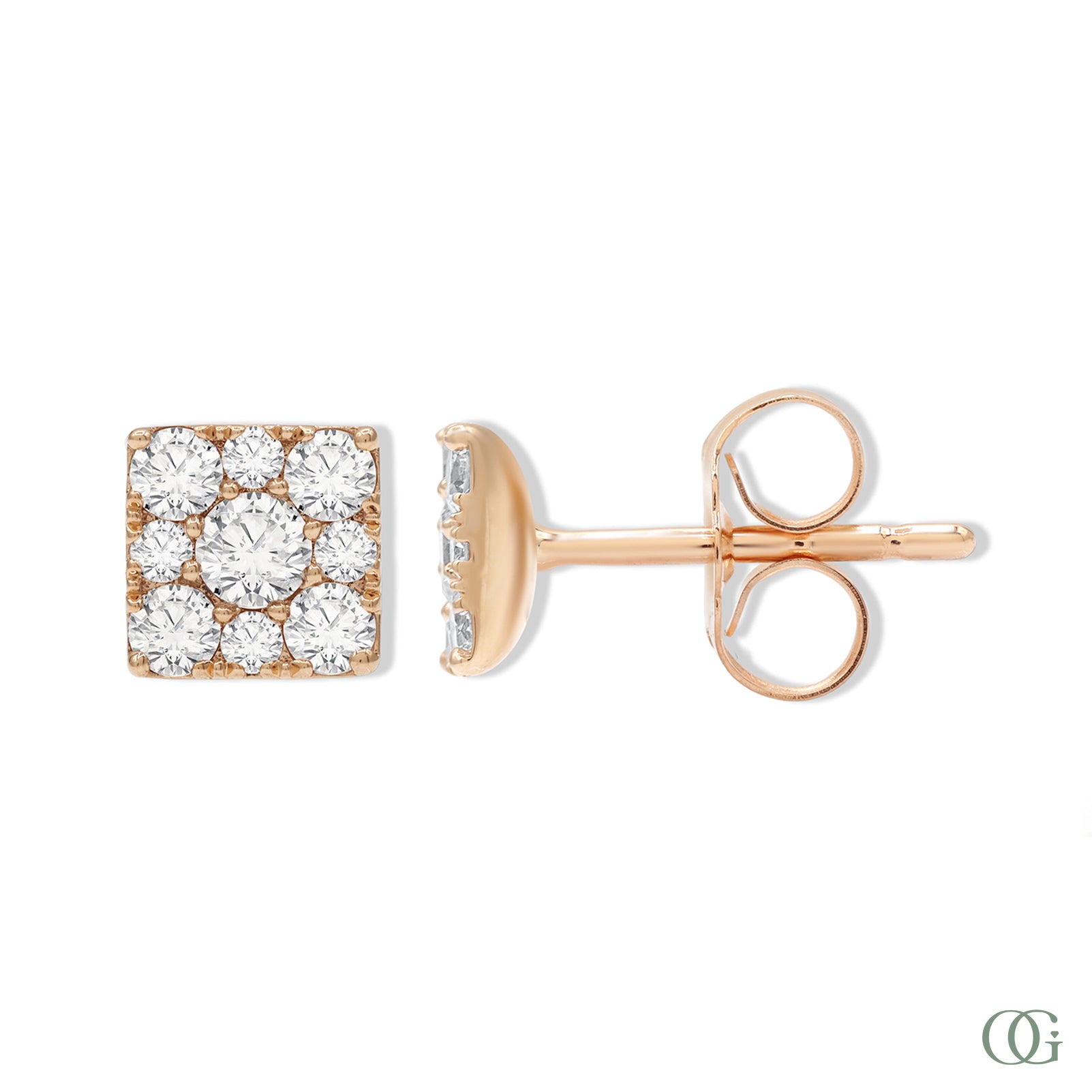 Dainty Square Lab Grown Diamond Stud Earring
