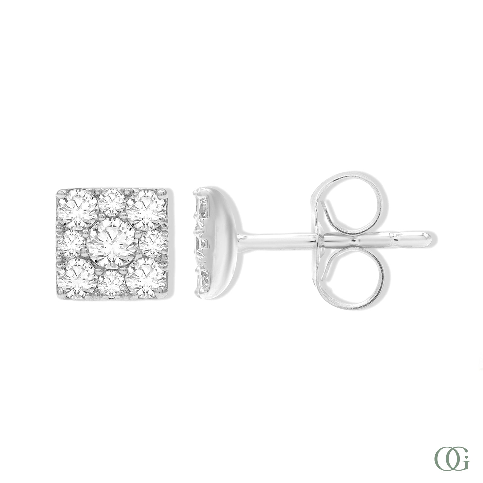 Dainty Square Lab Grown Diamond Stud Earring