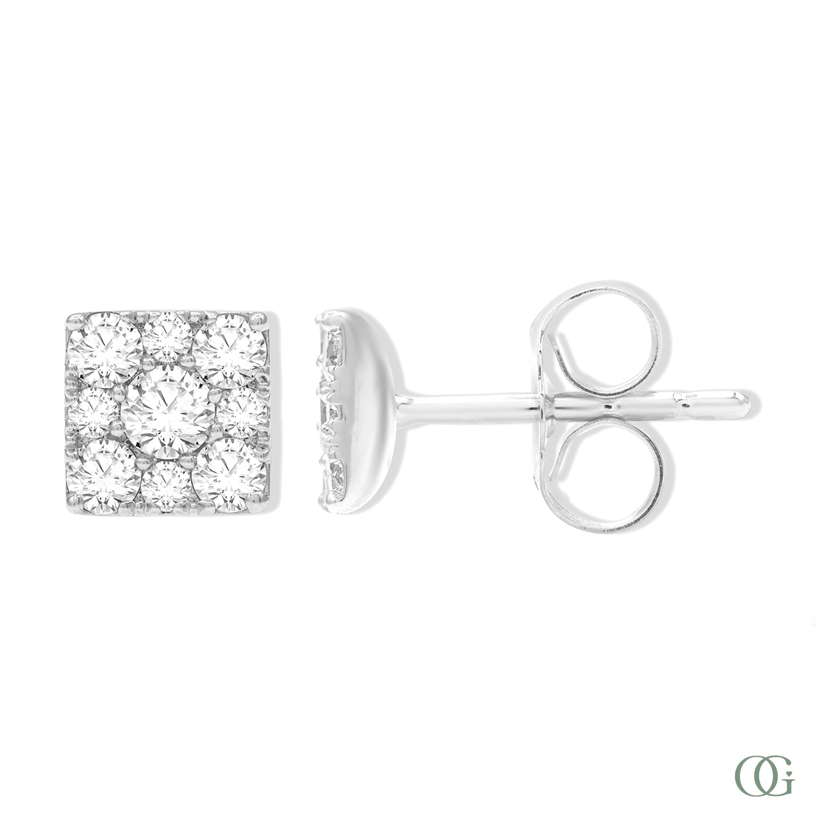 Dainty Square Lab Grown Diamond Stud Earring