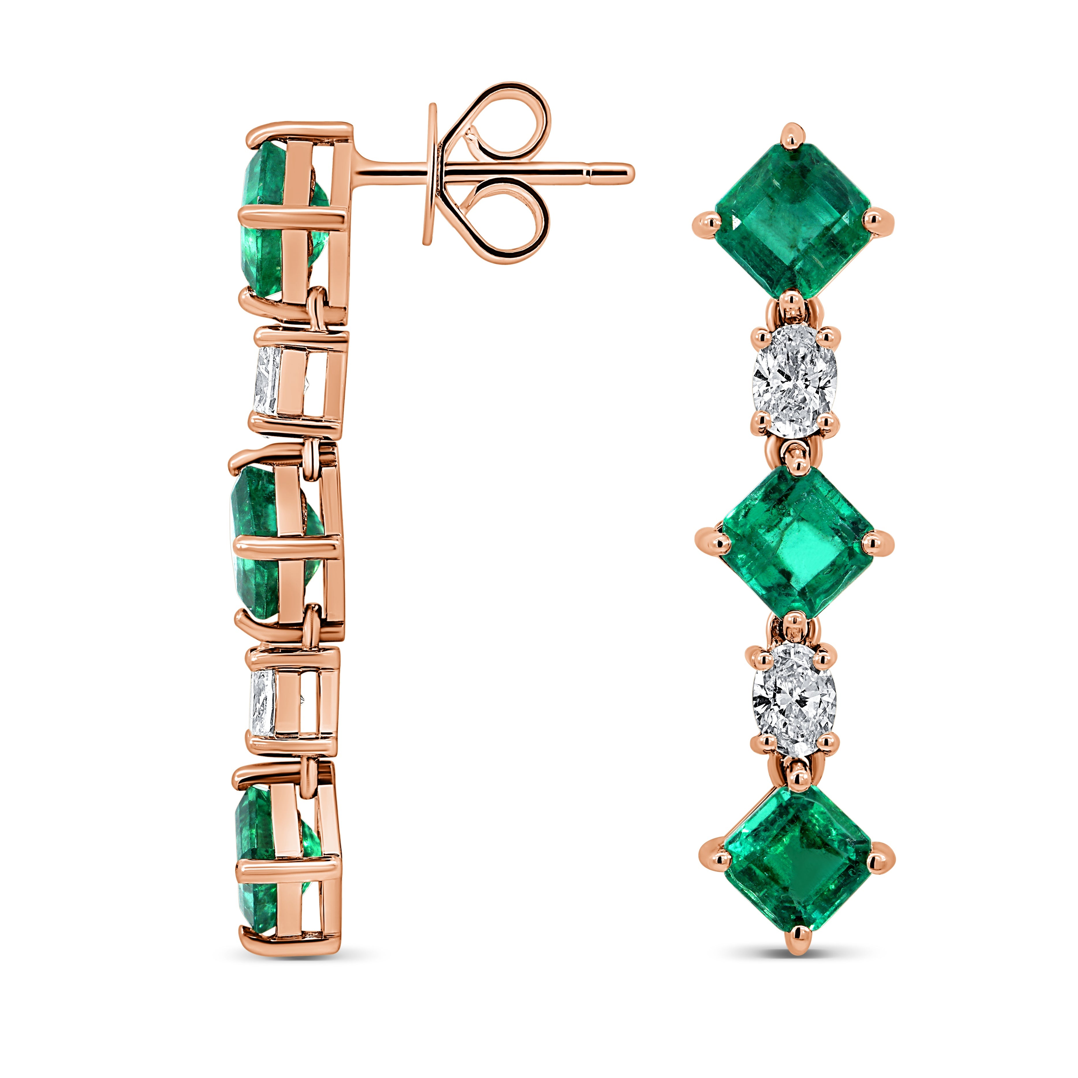 Lab Grown Emerald Dangling Earrings (4.83 CTW)