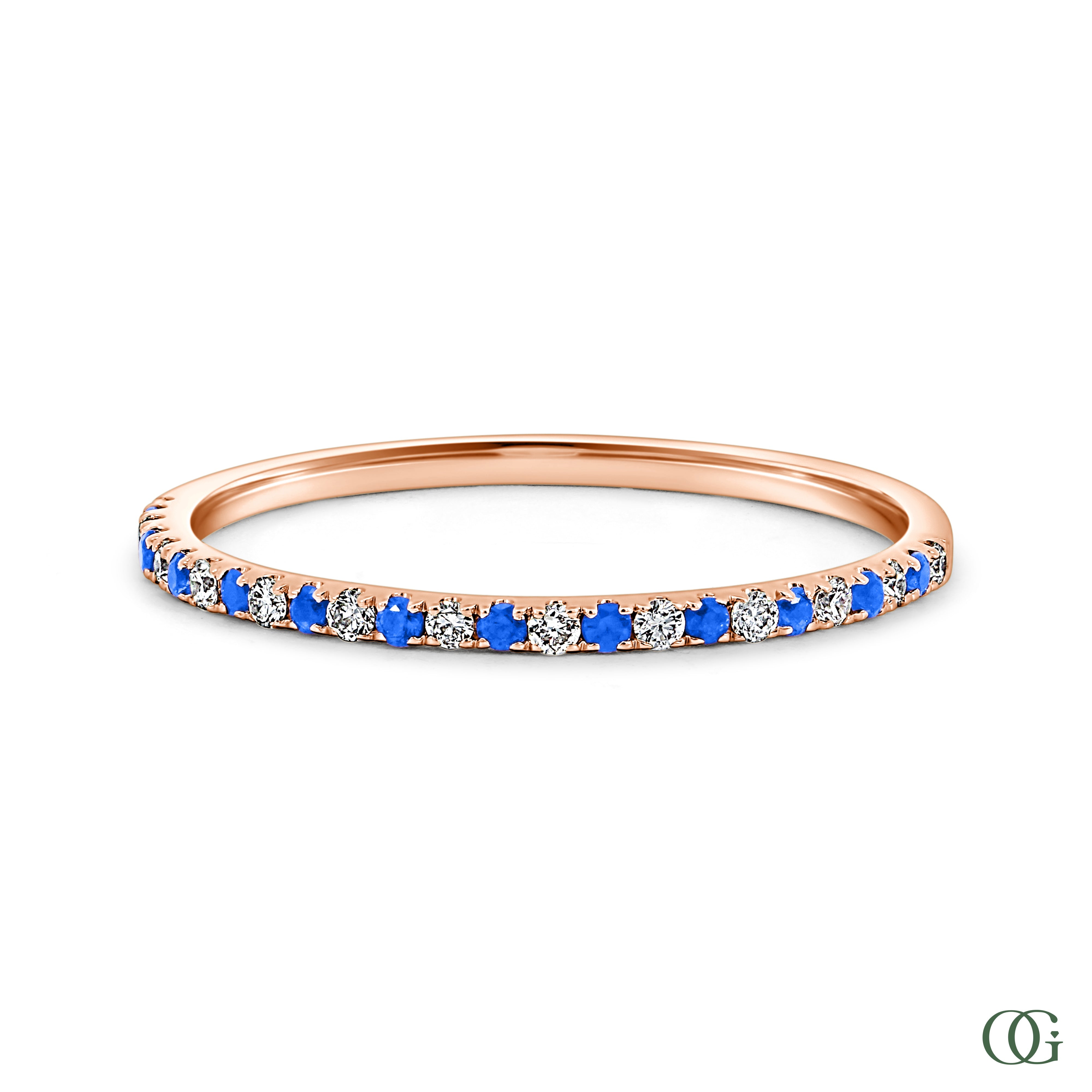 Sapphire and Round Diamond Halfway Band (0.2)
