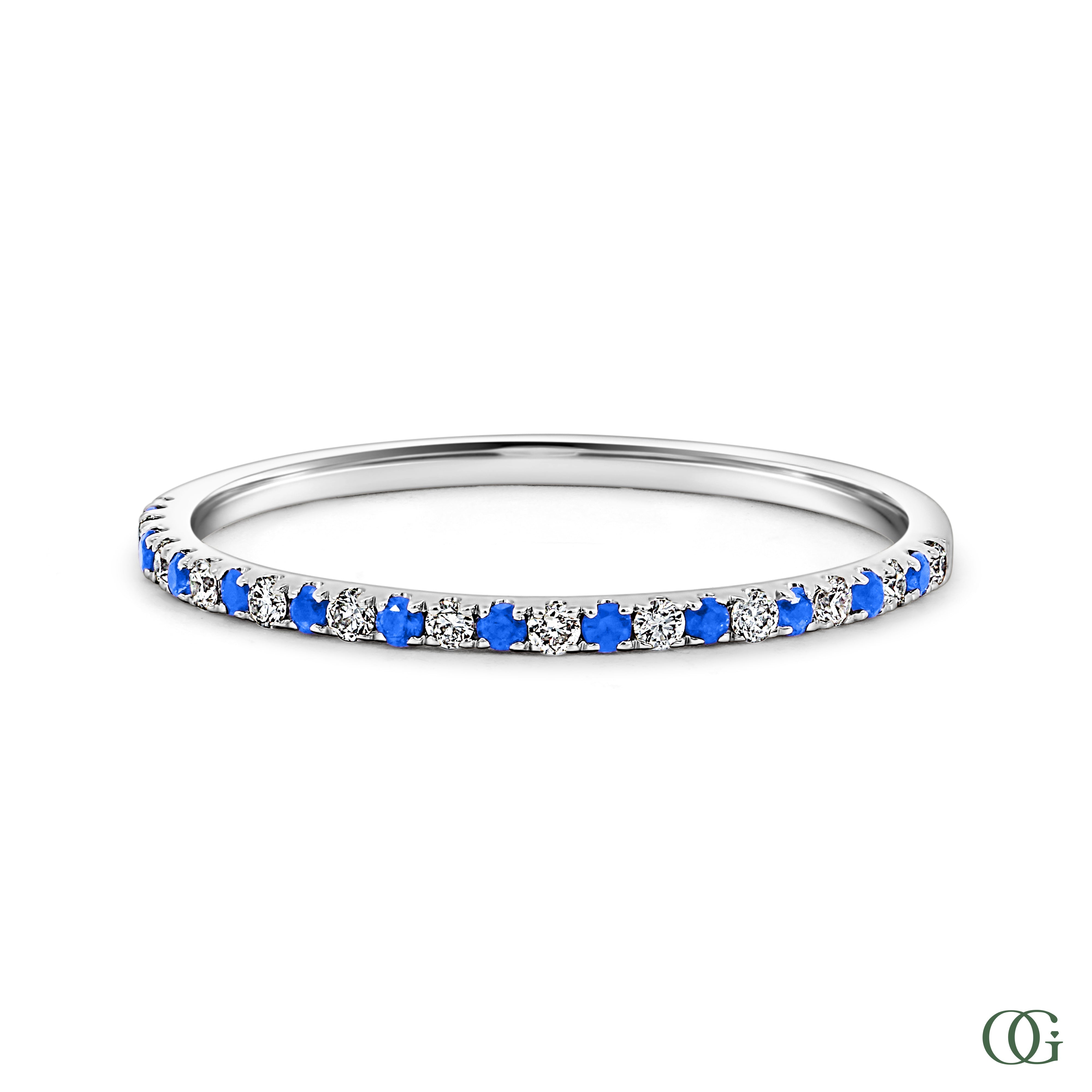 Sapphire and Round Diamond Halfway Band (0.2)