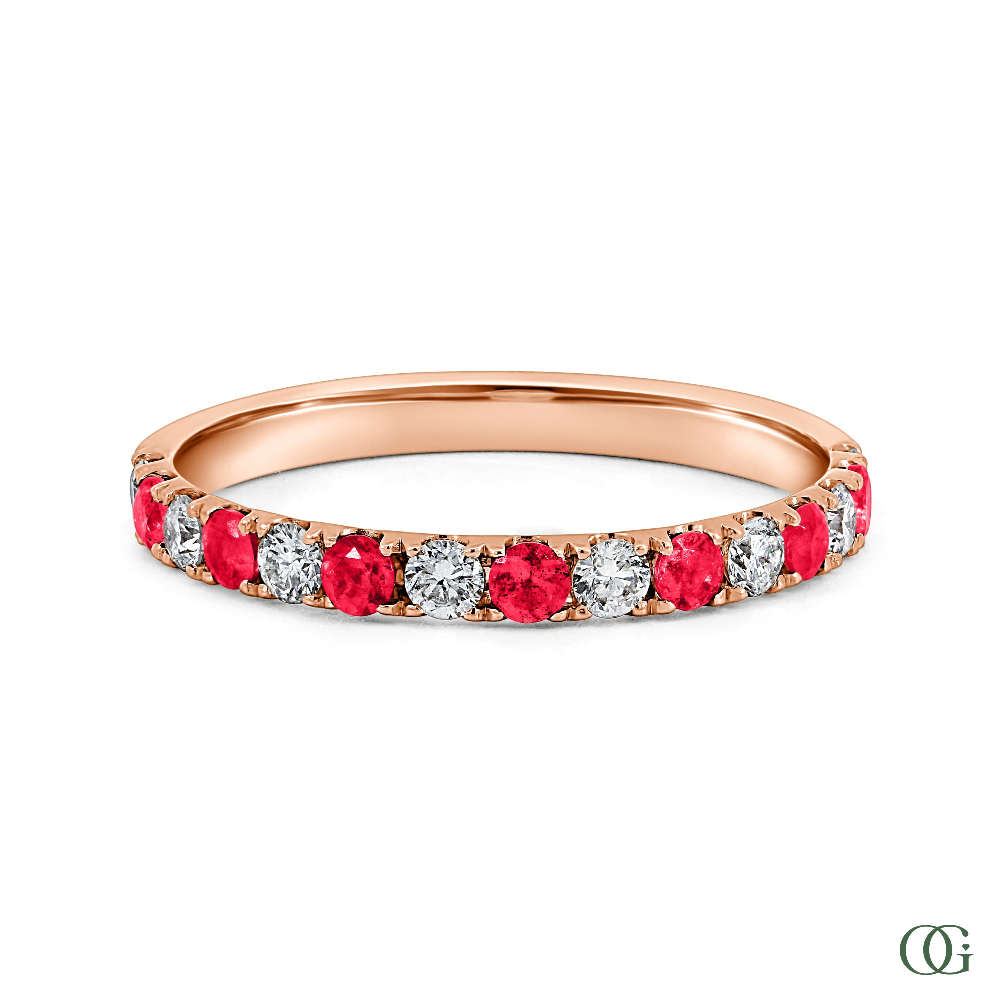 Ruby and Round Diamond Halfway Band (0.53)