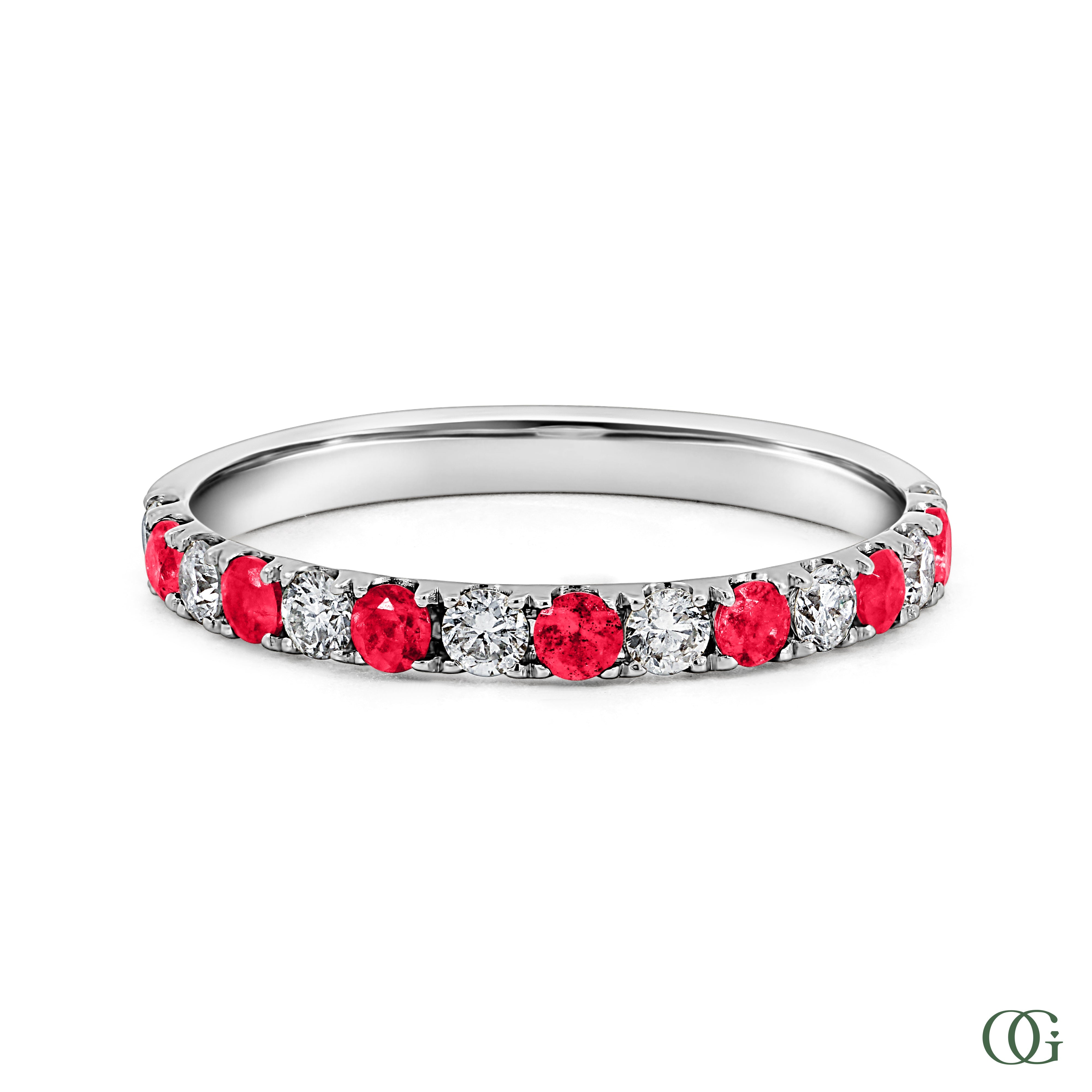 Ruby and Round Diamond Halfway Band (0.53)