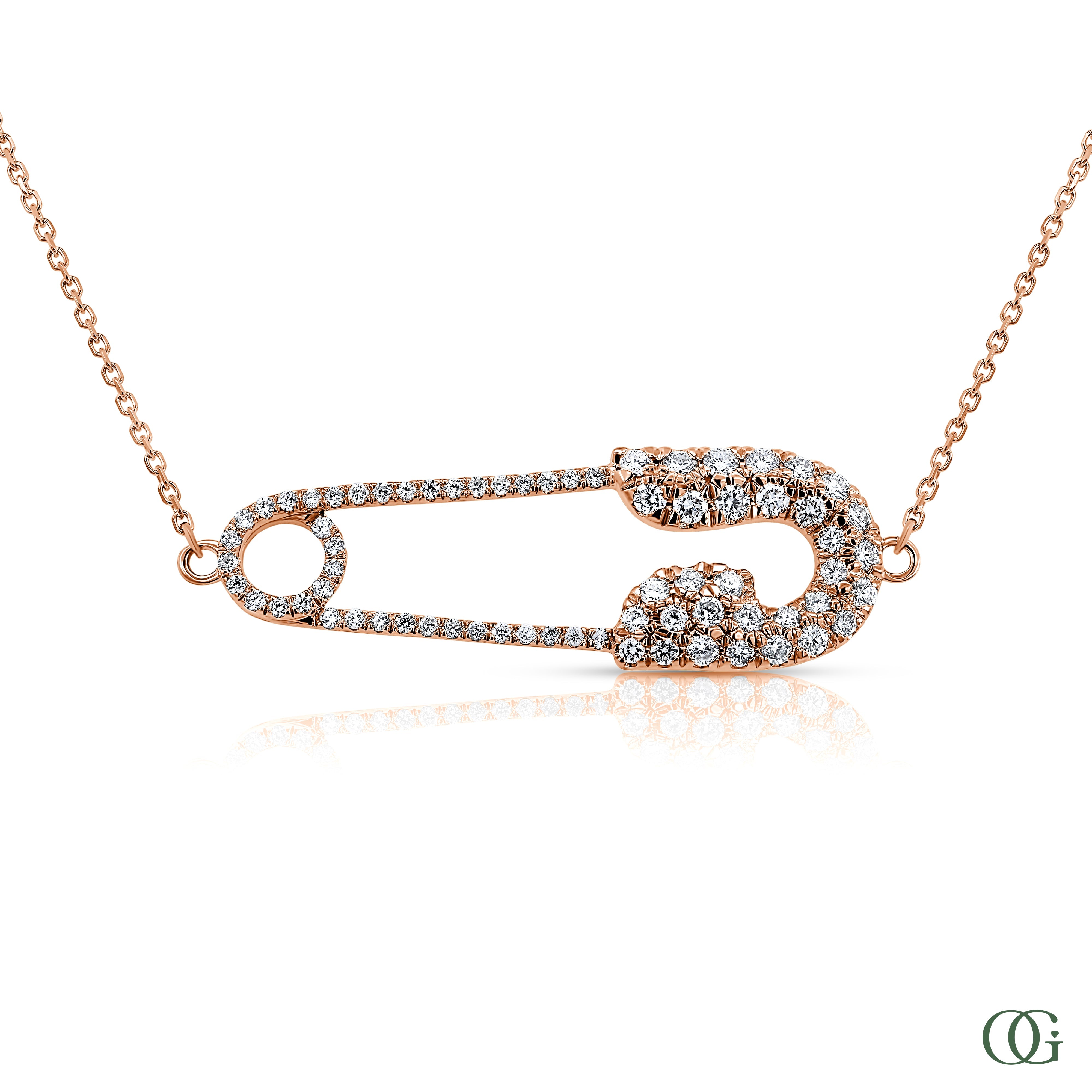 Glowing Safety Pin Lab Grown Diamond Pendant (1.0 CTW)