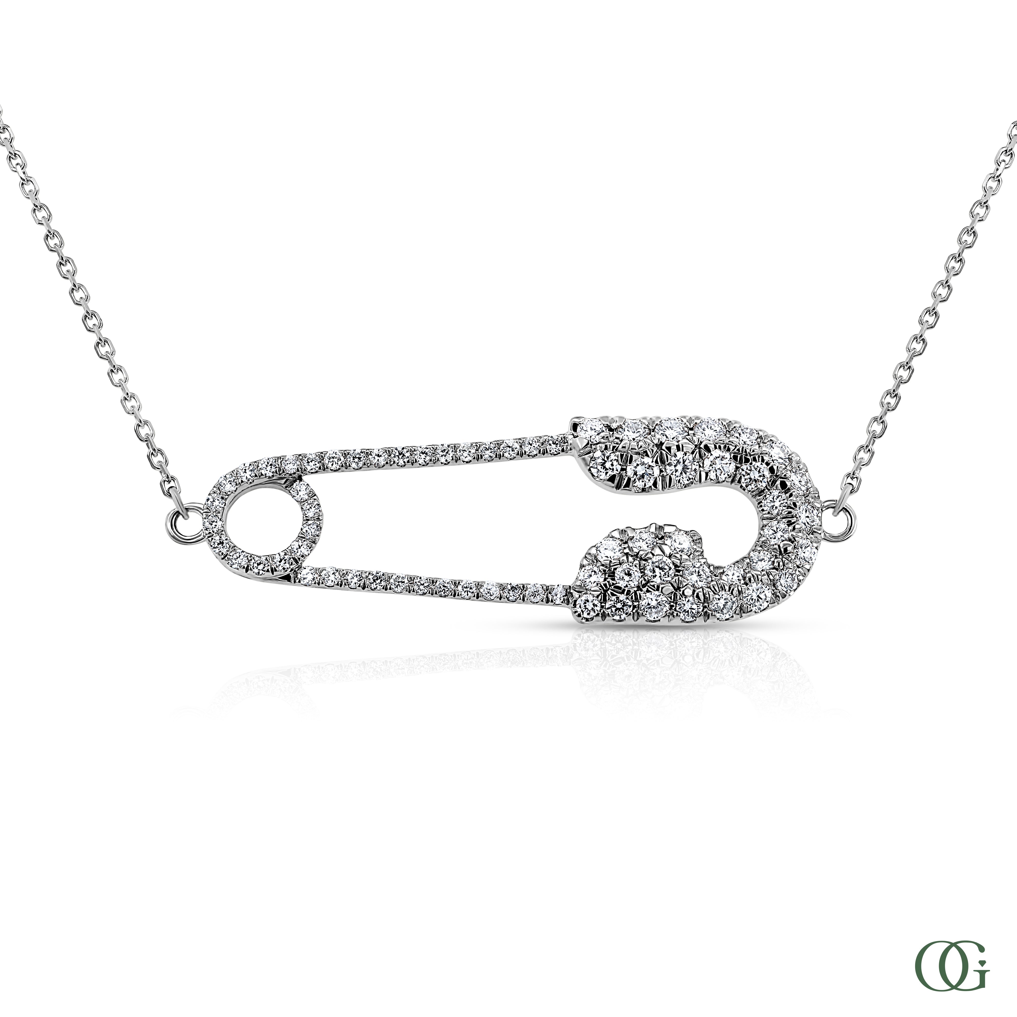 Glowing Safety Pin Lab Grown Diamond Pendant (1.0 CTW)