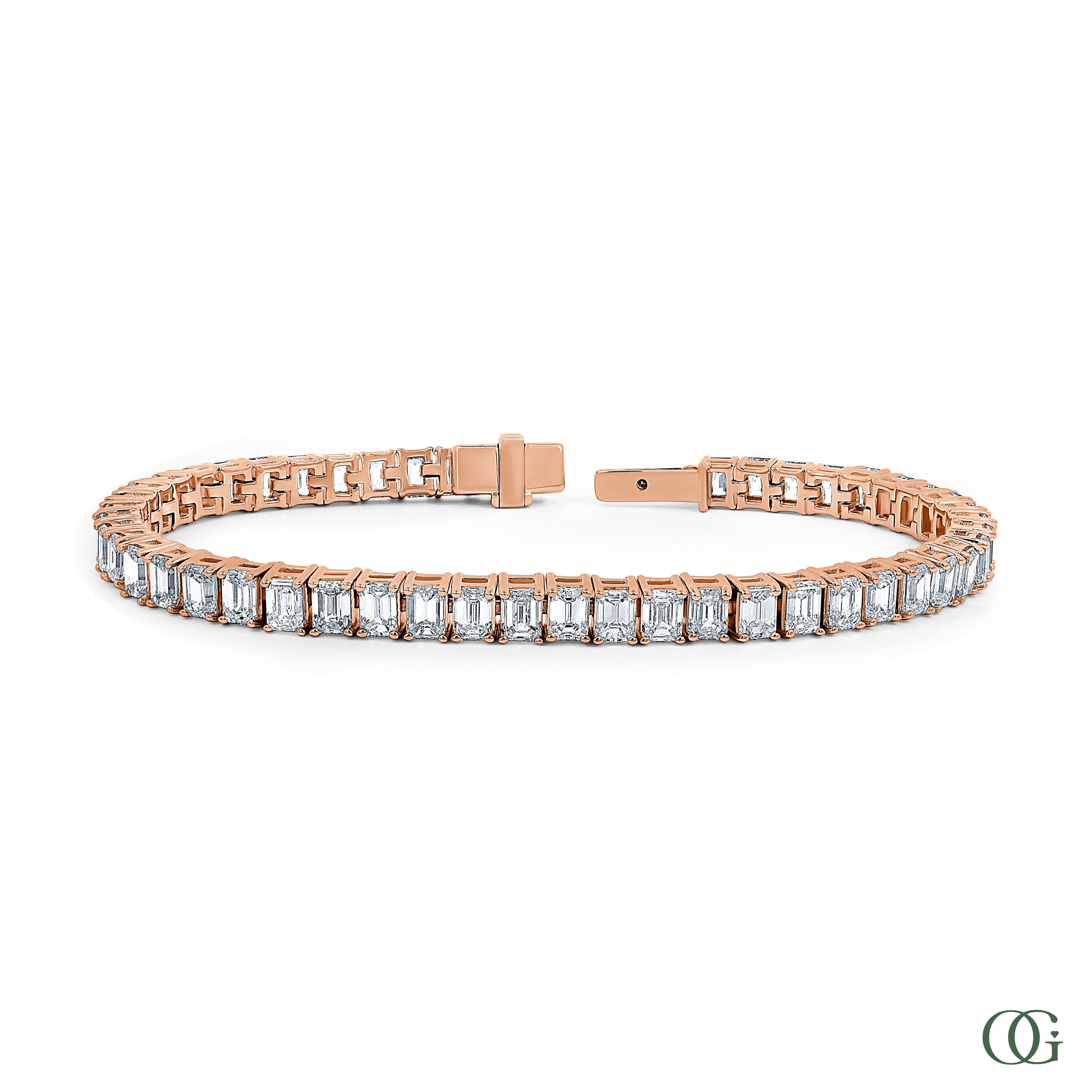 Sparkling Emerald Cut Lab Grown Diamond Tennis Bracelet 13 CTW